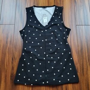 NWT ANN TAYLOR SLEEVELESS BACK TIE POLKA DOT TOP